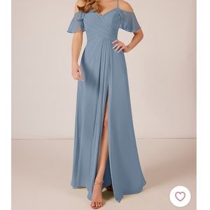 Size 8 AZAZIE DAKOTA bridesmaids dress In color DUSTY BLUE.Worn once(drycleaned)